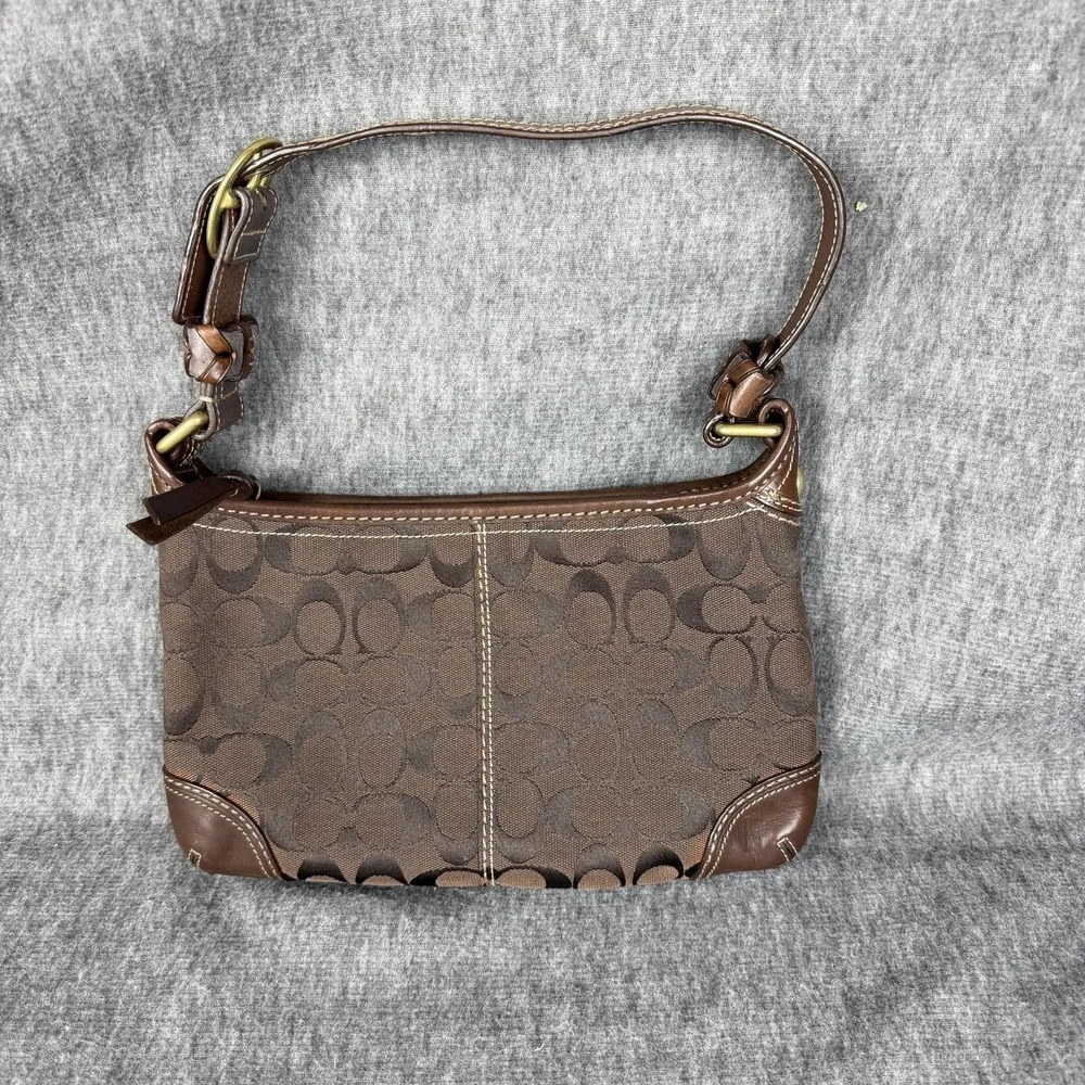 Vintage Y2K Coach Bleecker Signature Jacquard Shoulder/Hobo Bag Dark Brown 11430